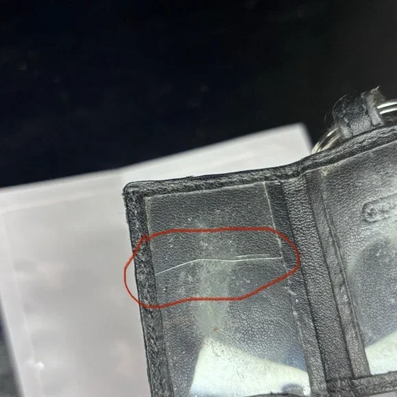 Vtg Coach Black Signature Leather Photo Frame Keychain Purse Charm - Picture 4 of 5